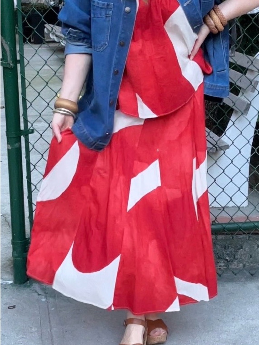 H&M Red and Ivory Abstract Swing Cami & A-Line Maxi Skirt 2 Piece Matching Set - Picture 9 of 9